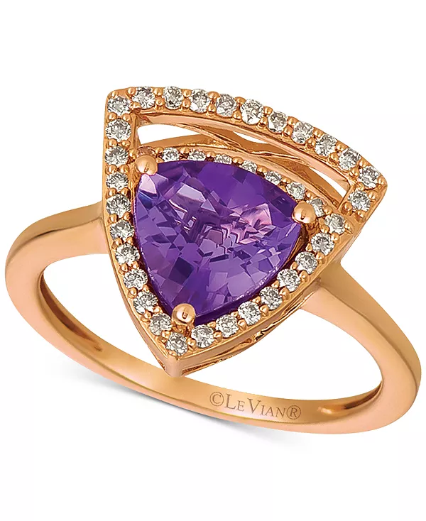 Кольцо с виноградным аметистом (1-5/8 карата) и ванильным бриллиантом (1/4 карата) из 14-каратного розового золота Le Vian, amethyst
Кольцо с виноградным аметистом (1-5/8 карата) и ванильным бриллиантом (1/4 карата) из 14-каратного розового золота Le Vian, amethyst