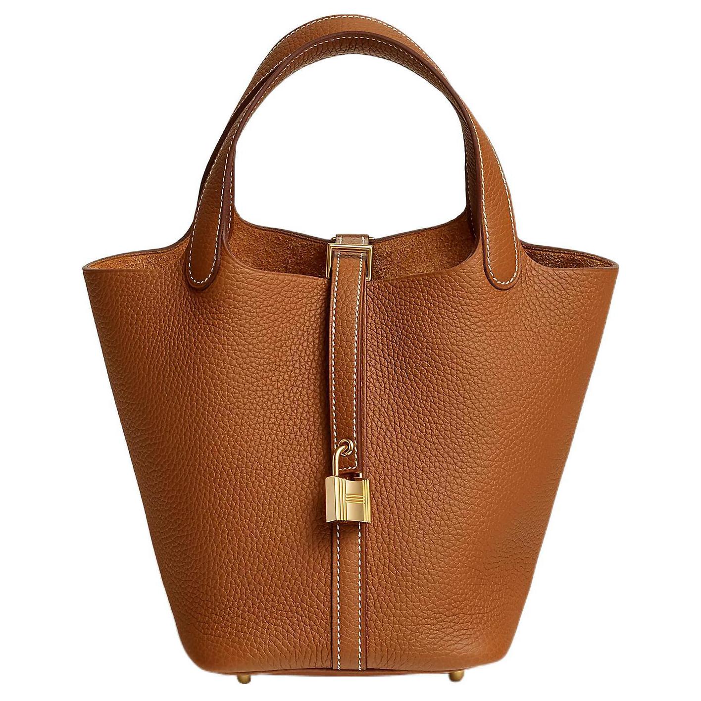 Пикотин Лок Морис Буллок кожаная корзина сумка, ведро сумка, женская ручная кладь 18 37 золотисто-коричневый HERMES
Пикотин Лок Морис Буллок кожаная корзина сумка, ведро сумка, женская ручная кладь 18 37 золотисто-коричневый HERMES