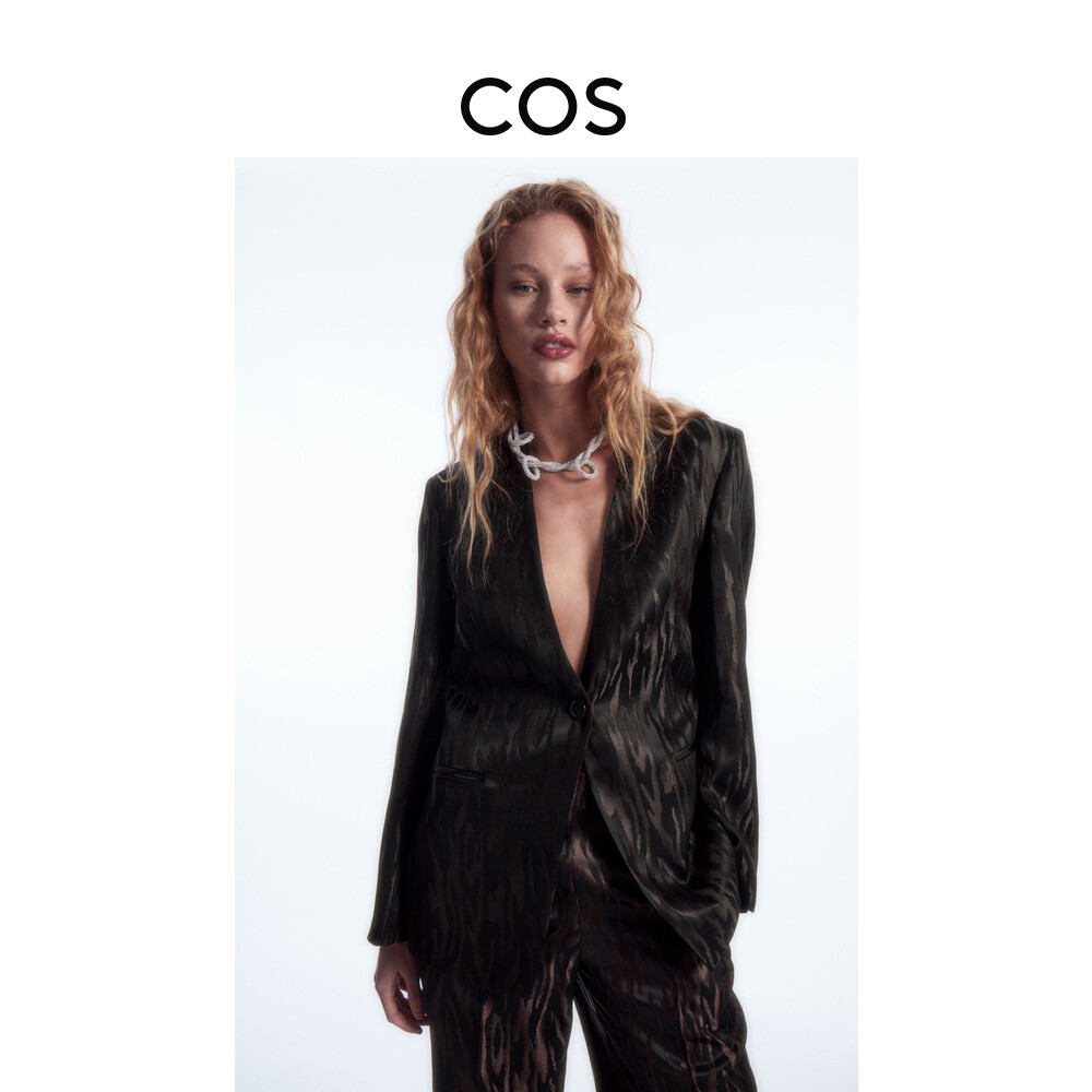 Женский жаккардовый пиджак Cos без воротника с зебровым узором, темно-коричневый/черный
Женский жаккардовый пиджак Cos без воротника с зебровым узором, темно-коричневый/черный