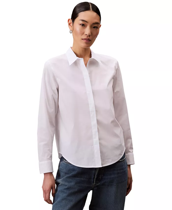 Женская свободная рубашка из хлопкового поплина-стрейча на пуговицах Calvin Klein Jeans, белый
Женская свободная рубашка из хлопкового поплина-стрейча на пуговицах Calvin Klein Jeans, белый