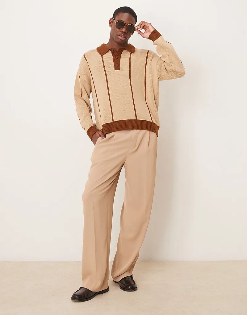 Трикотажное поло свободного кроя бежевого цвета с коричневыми полосками ASOS DESIGN
Трикотажное поло свободного кроя бежевого цвета с коричневыми полосками ASOS DESIGN