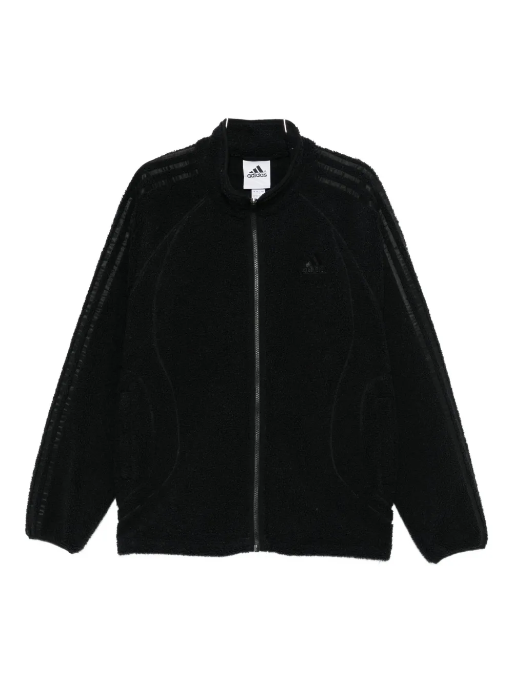 Толстовка на молнии с тремя полосками и отделкой под борг Adidas, черный
Толстовка на молнии с тремя полосками и отделкой под борг Adidas, черный