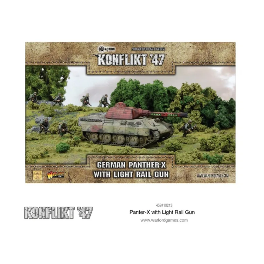 Немецкая Panther-X с легкорельсовой пушкой, Konflikt '47 - German Army (28mm) (Warlord Games)
Немецкая Panther-X с легкорельсовой пушкой, Konflikt '47 - German Army (28mm) (Warlord Games)