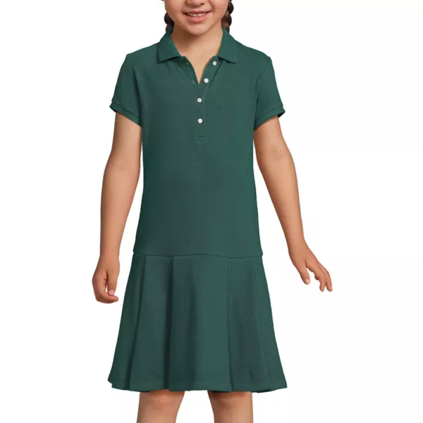 Школьное платье-поло с коротким рукавом и плиссированной юбкой для девочек 2-16 лет Lands' End, цвет evergreen