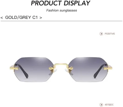 Солнцезащитные очки без оправы, прямоугольной формы, маленькие, мужские и женские, металлические, золотистые, многоугольные, синие, UV400, без оправы MTZJH, 5
Солнцезащитные очки без оправы, прямоугольной формы, маленькие, мужские и женские, металлические, золотистые, многоугольные, синие, UV400, без оправы MTZJH, 5