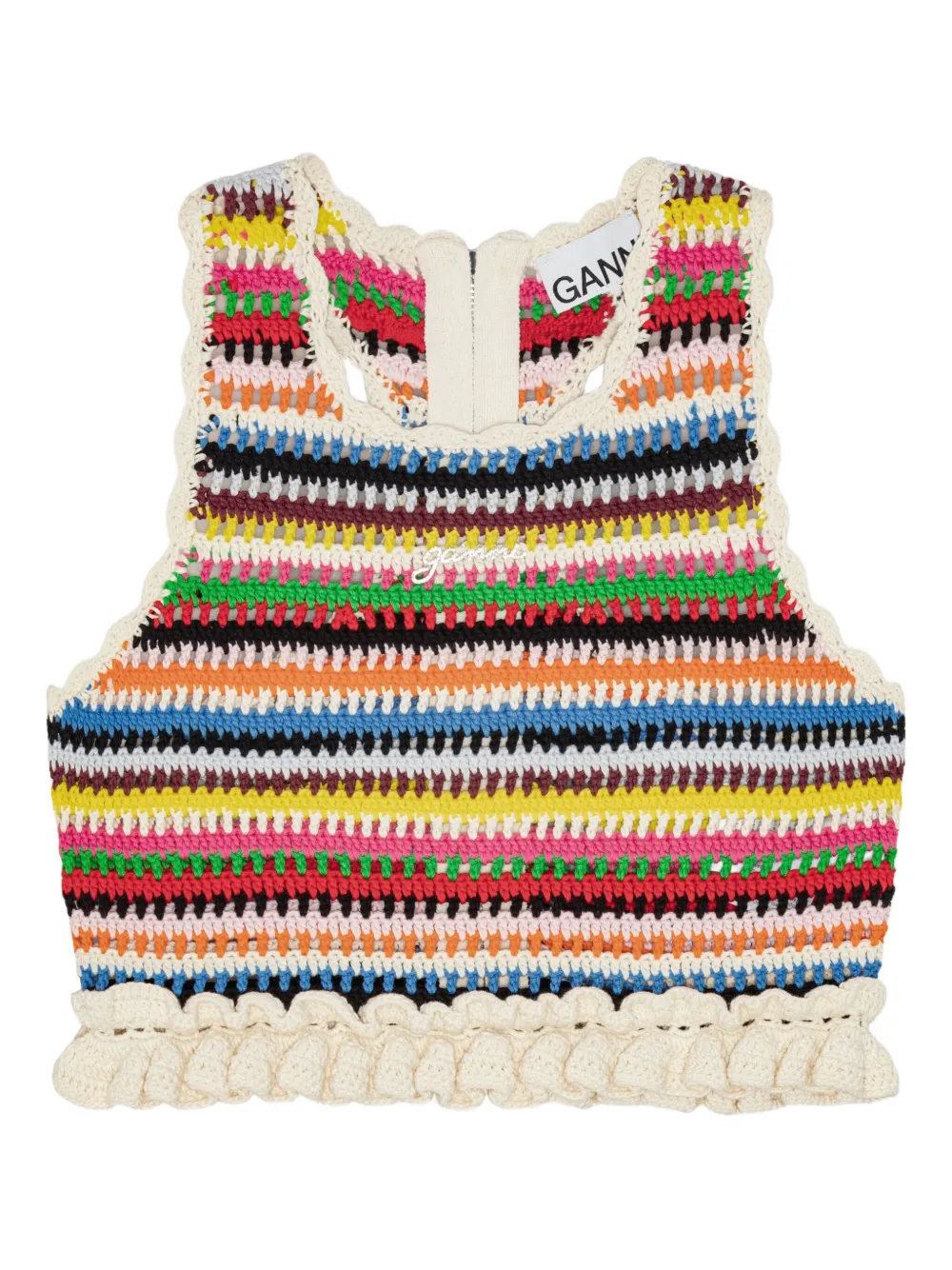 Укороченный топ в технике кроше GANNI, синий
Укороченный топ в технике кроше GANNI, синий