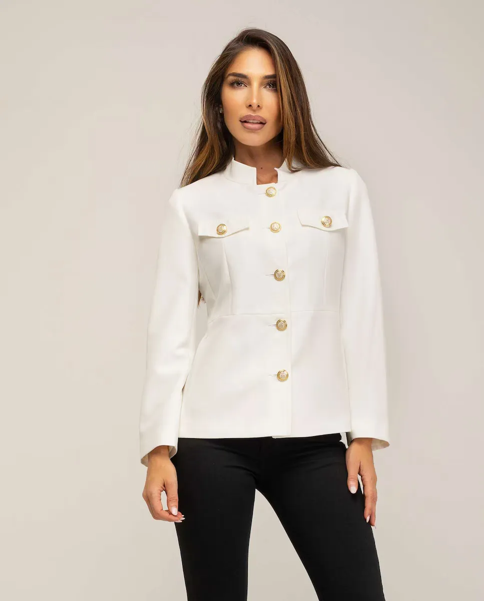 Женская куртка с горизонтальным кроем, подчеркивающим талию, и воротником Fsh, белый
Женская куртка с горизонтальным кроем, подчеркивающим талию, и воротником Fsh, белый