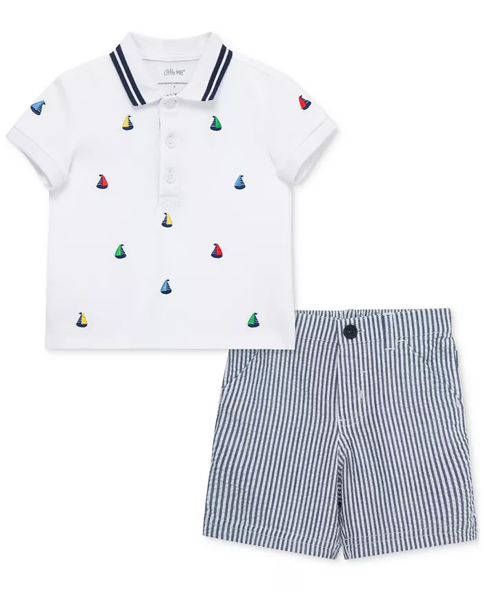 Комплект для мальчиков: поло с рисунком парусника и шорты, 2 предмета, хлопок Little Me, белый
Комплект для мальчиков: поло с рисунком парусника и шорты, 2 предмета, хлопок Little Me, белый
