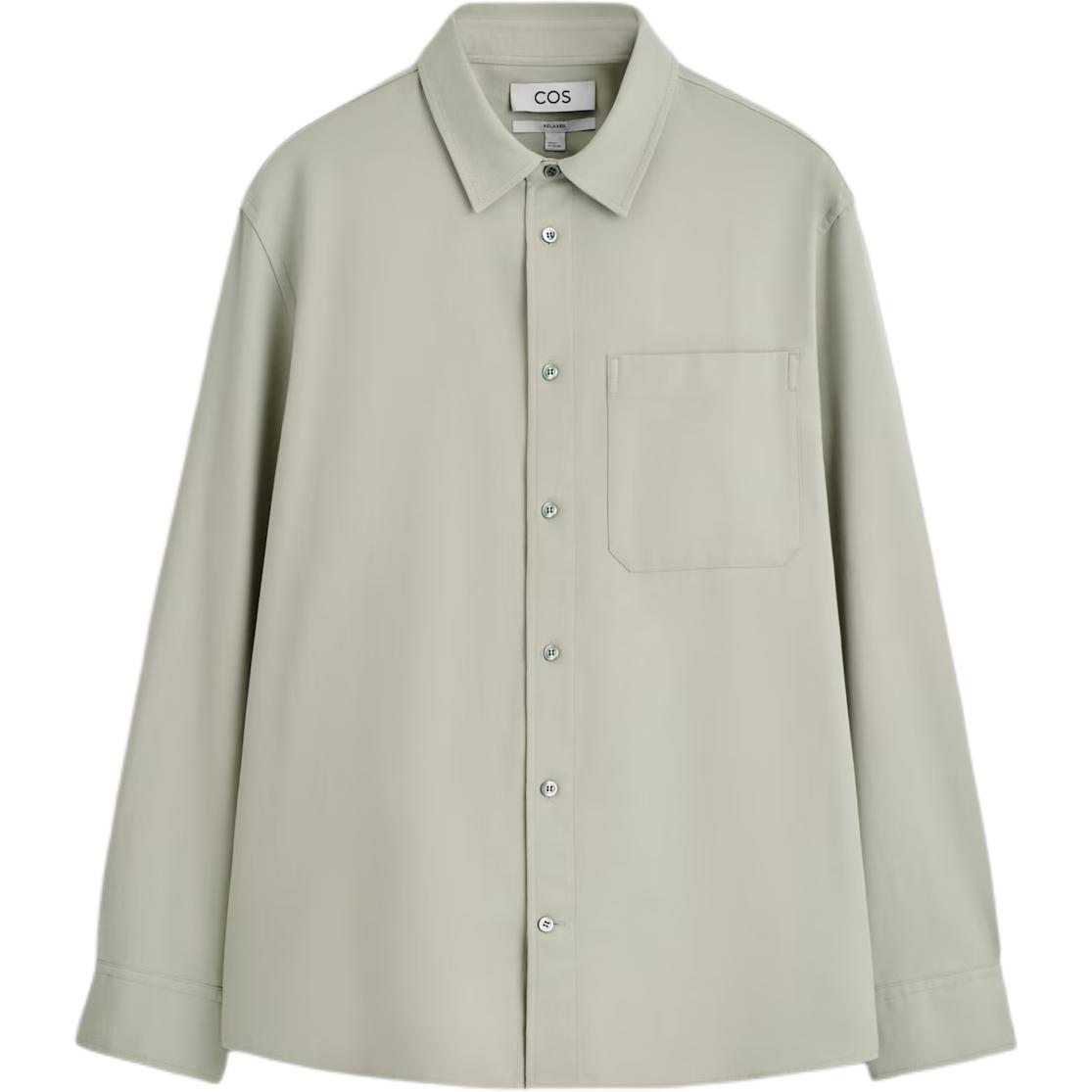 COS Мужская рубашка серого цвета с отворотом, средней высоты
COS Мужская рубашка серого цвета с отворотом, средней высоты