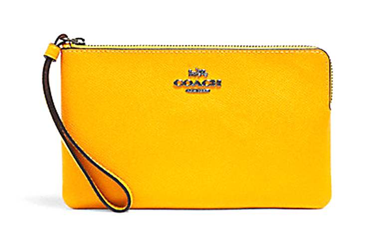 Кожаный клатч маленького размера женский карамельно-желтый COACH 
Кожаный клатч маленького размера женский карамельно-желтый COACH