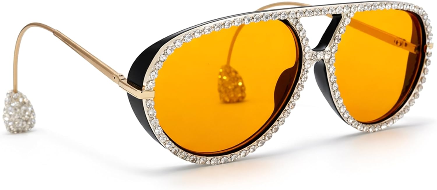 bullabulling Винтажные солнцезащитные очки-пилот с кристаллами для женщин, роскошные солнцезащитные очки с блестками и стразами для женщин, большая оправа, Orange/Clear
bullabulling Винтажные солнцезащитные очки-пилот с кристаллами для женщин, роскошные солнцезащитные очки с блестками и стразами для женщин, большая оправа, Orange/Clear
