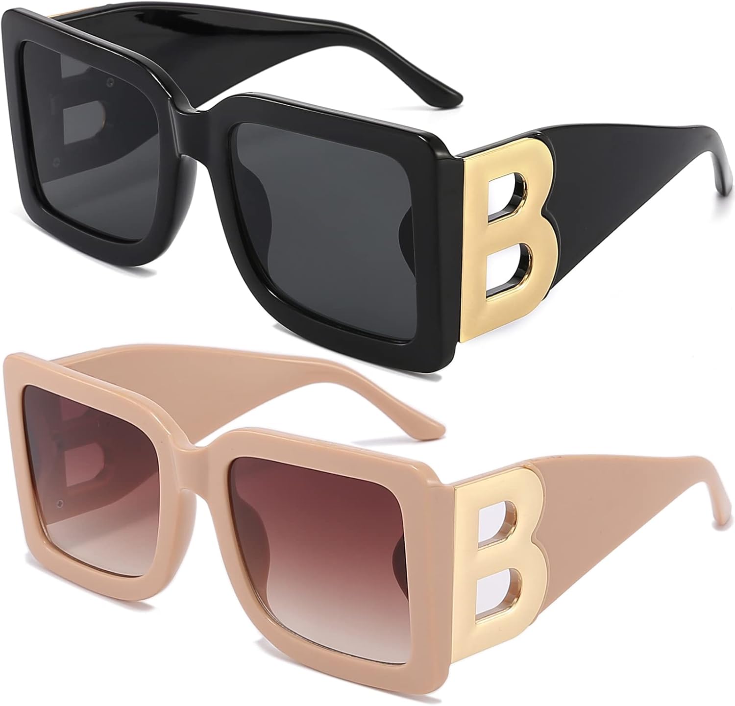PORADAY Модные большие квадратные солнцезащитные очки для женщин и мужчин, стильные, черная толстая оправа, роскошные дизайнерские солнцезащитные очки в современной крупной оправе, Two Pack (Black/Gold+beige)
PORADAY Модные большие квадратные солнцезащитные очки для женщин и мужчин, стильные, черная толстая оправа, роскошные дизайнерские солнцезащитные очки в современной крупной оправе, Two Pack (Black/Gold+beige)