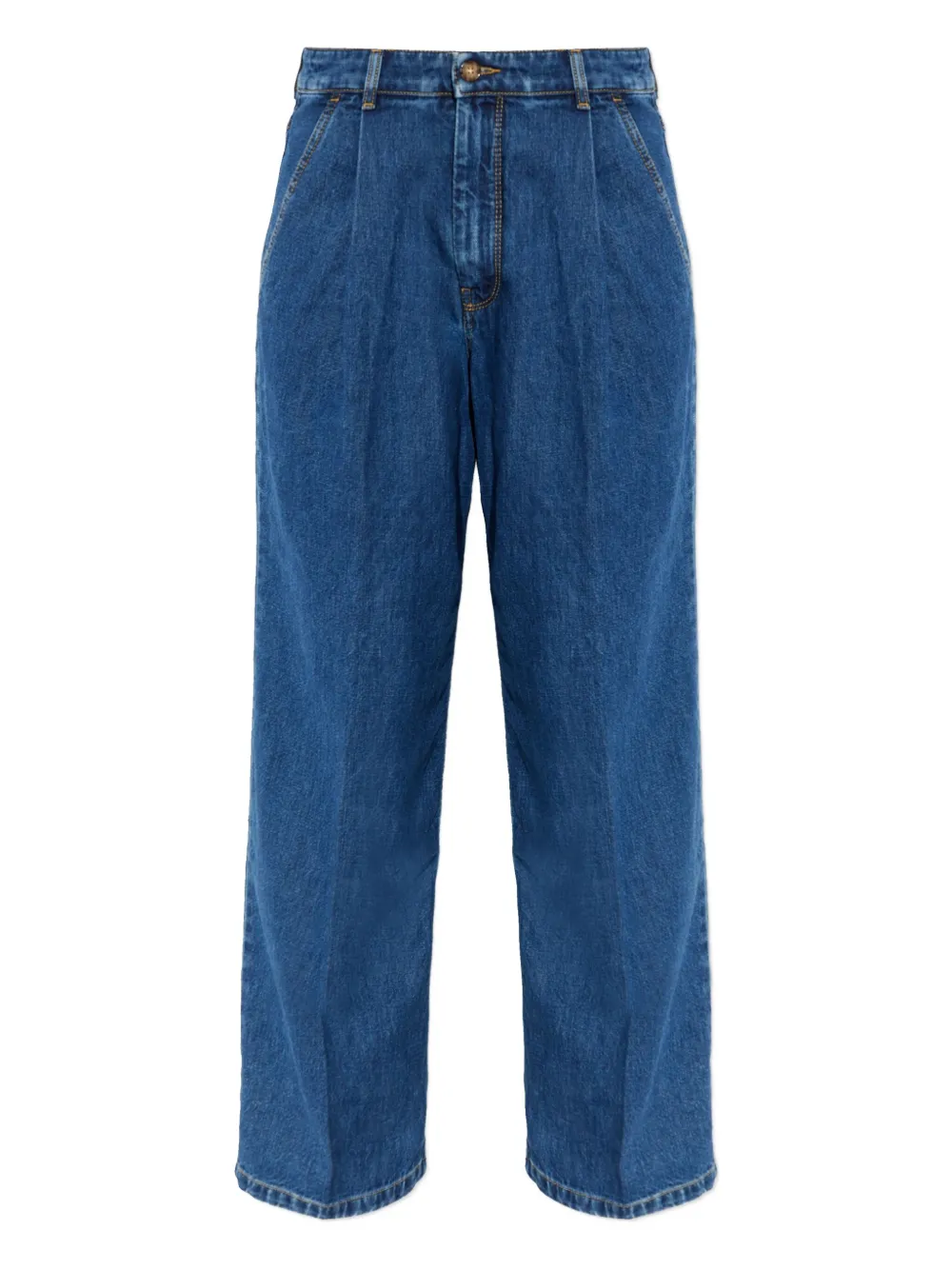 Плиссированные джинсы из денима Maison Kitsuné, синий
Плиссированные джинсы из денима Maison Kitsuné, синий