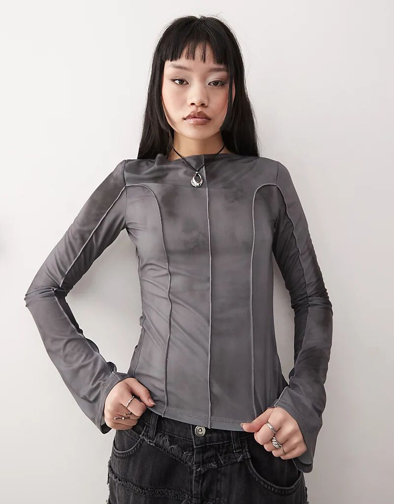 Сетчатый топ с длинными рукавами и принтом «размытость» в будние дни серого цвета
Сетчатый топ с длинными рукавами и принтом «размытость» в будние дни серого цвета