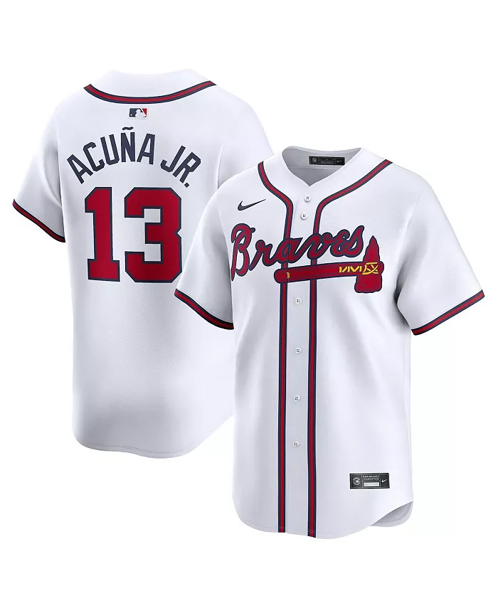 Мужская белая лимитированная джерси игрока Ronald Acuna Jr. Atlanta Braves для домашних матчей Nike
Мужская белая лимитированная джерси игрока Ronald Acuna Jr. Atlanta Braves для домашних матчей Nike