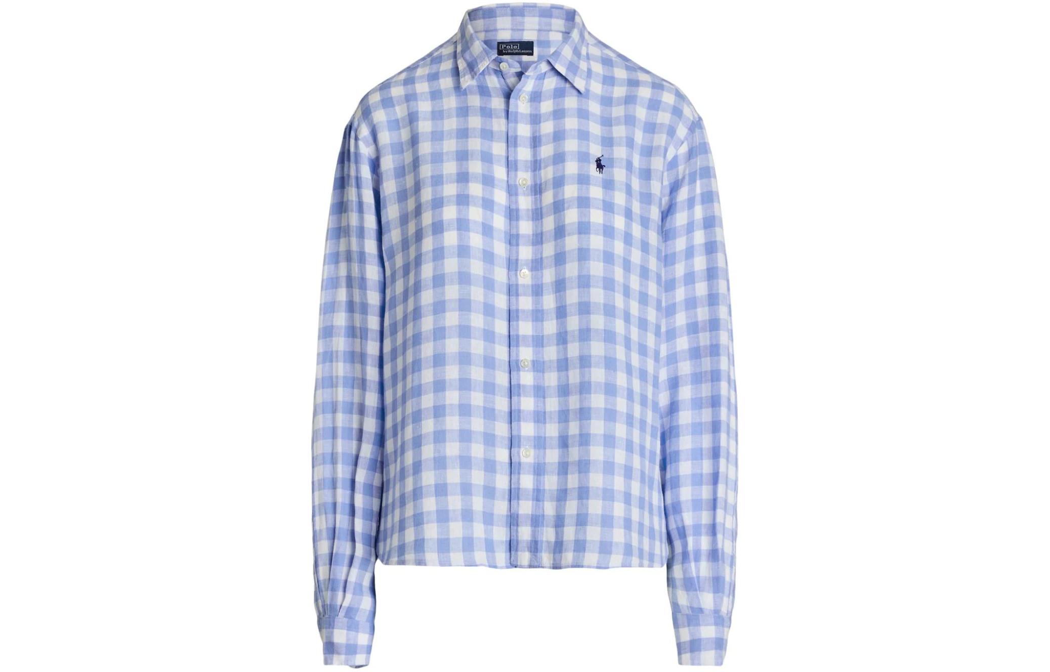 Рубашка из льна в клетку Polo Ralph Lauren, синяя
Рубашка из льна в клетку Polo Ralph Lauren, синяя