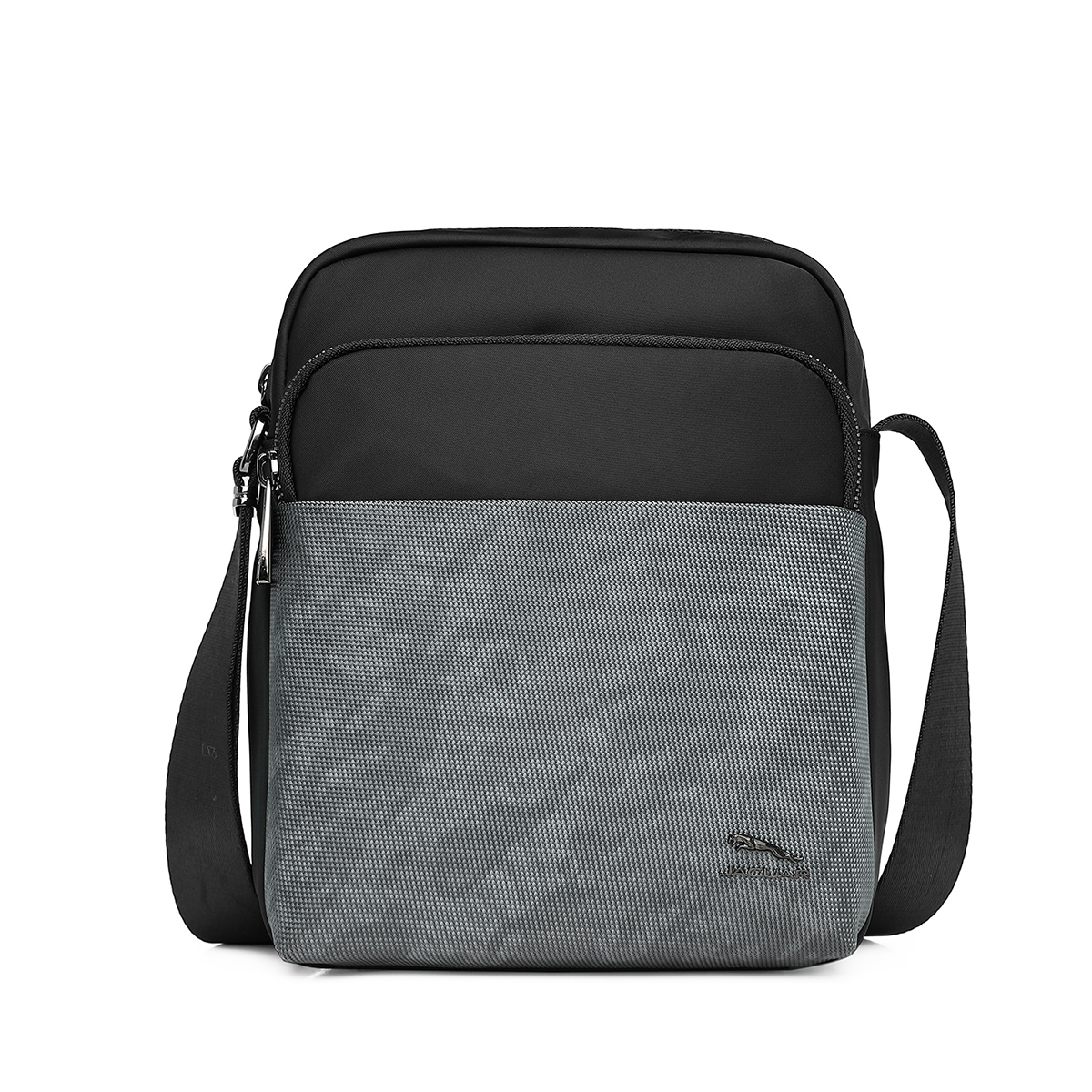 JAGUAR Тканевая наплечная сумка мужская черная, Black 
JAGUAR Тканевая наплечная сумка мужская черная, Black