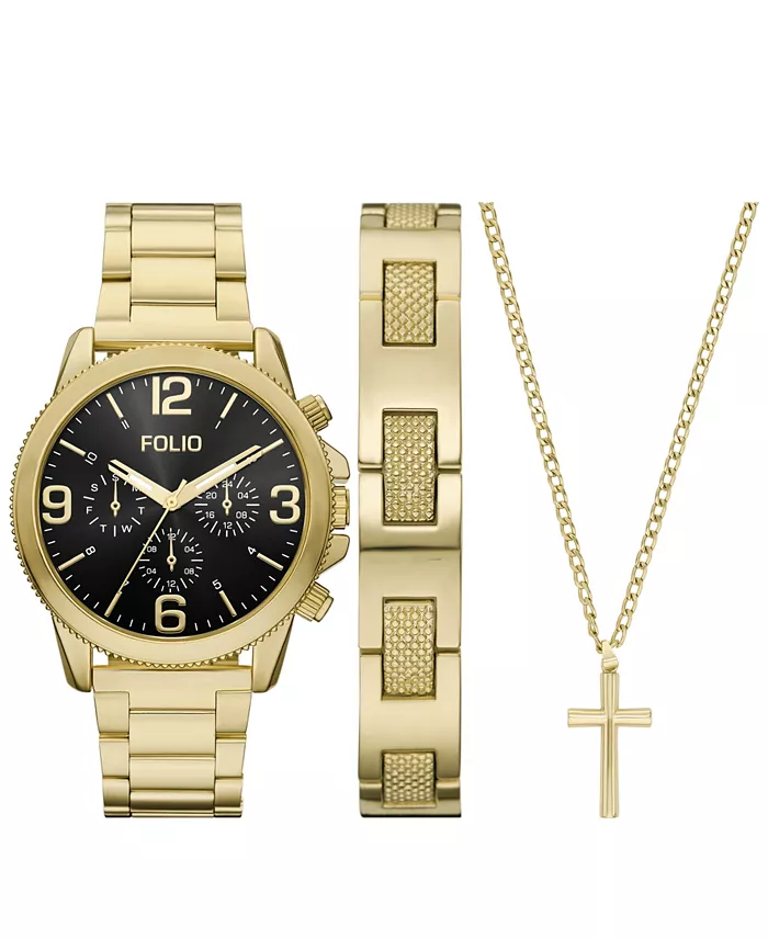 Мужские кварцевые часы с тремя стрелками из золотого сплава, 43mm Folio
Мужские кварцевые часы с тремя стрелками из золотого сплава, 43mm Folio