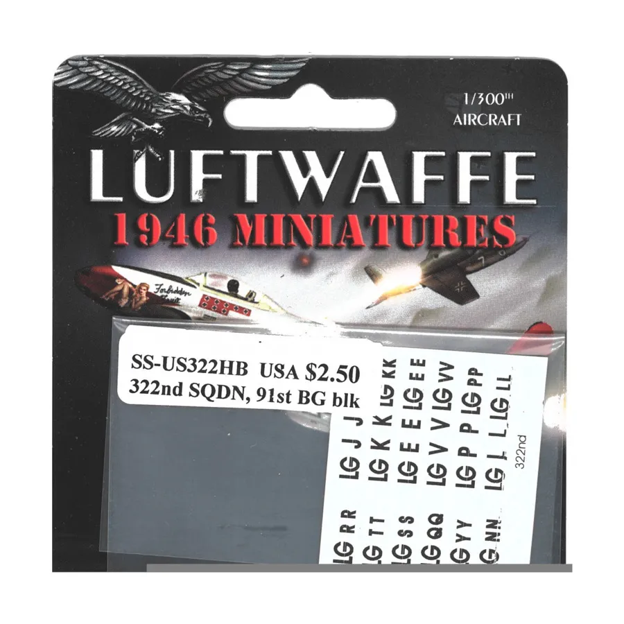 США, 322-я эскадрилья, 91-я BG, чёрная — буквы на фюзеляже, Decals - Blue Sky
США, 322-я эскадрилья, 91-я BG, чёрная — буквы на фюзеляже, Decals - Blue Sky