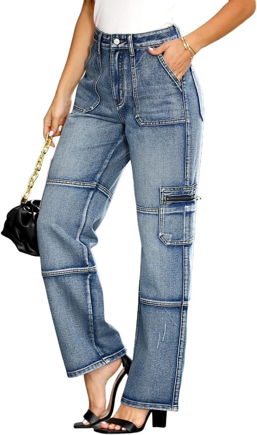 Женские карго джинсы high waisted straight wide leg с застежкой-молнией AprPith
Женские карго джинсы high waisted straight wide leg с застежкой-молнией AprPith