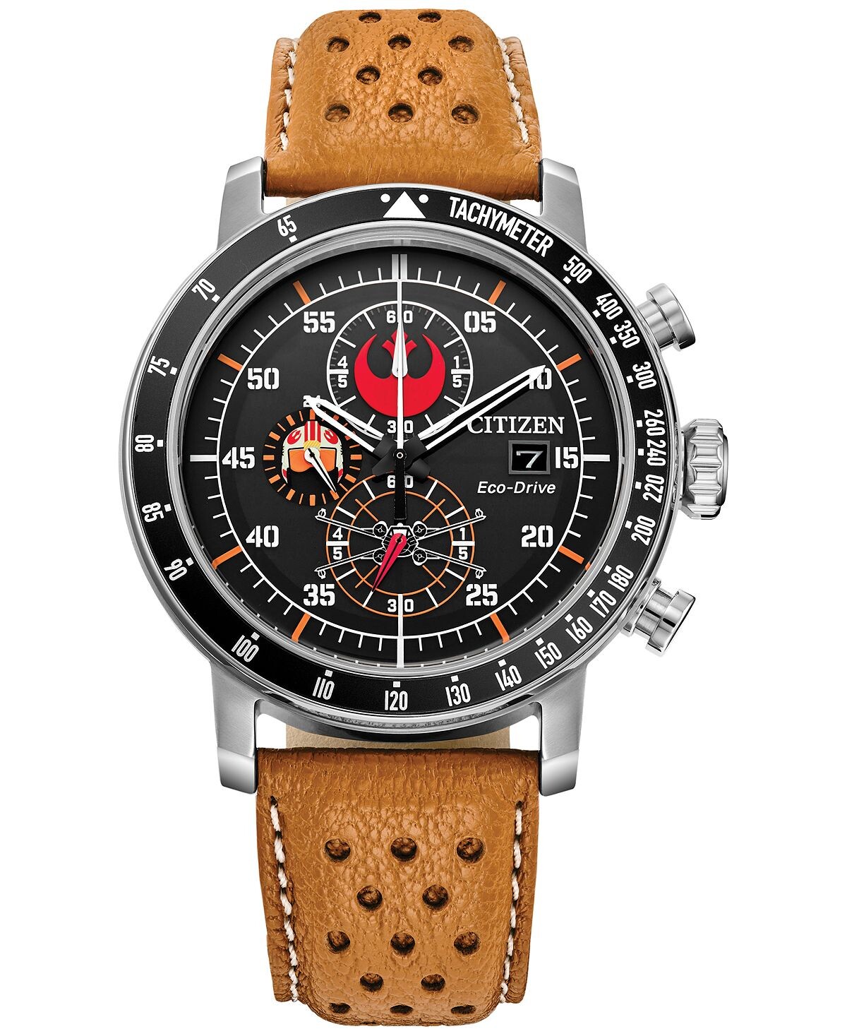 Мужские часы Eco-Drive с хронографом Star Wars Rebel Pilot оранжевого цвета с перфорированным кожаным ремешком, 44 мм Citizen
Мужские часы Eco-Drive с хронографом Star Wars Rebel Pilot оранжевого цвета с перфорированным кожаным ремешком, 44 мм Citizen