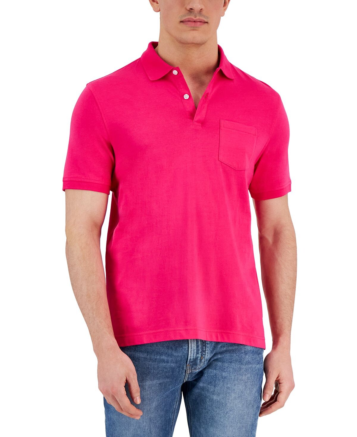 Мужская однотонная рубашка-поло из джерси с карманом Club Room
Мужская однотонная рубашка-поло из джерси с карманом Club Room