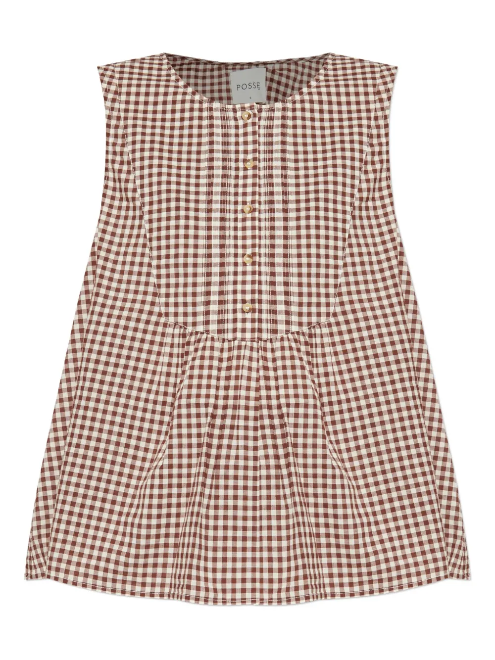 Топ в клетку виши с застежкой спереди на пуговицы Posse, коричневый
Топ в клетку виши с застежкой спереди на пуговицы Posse, коричневый