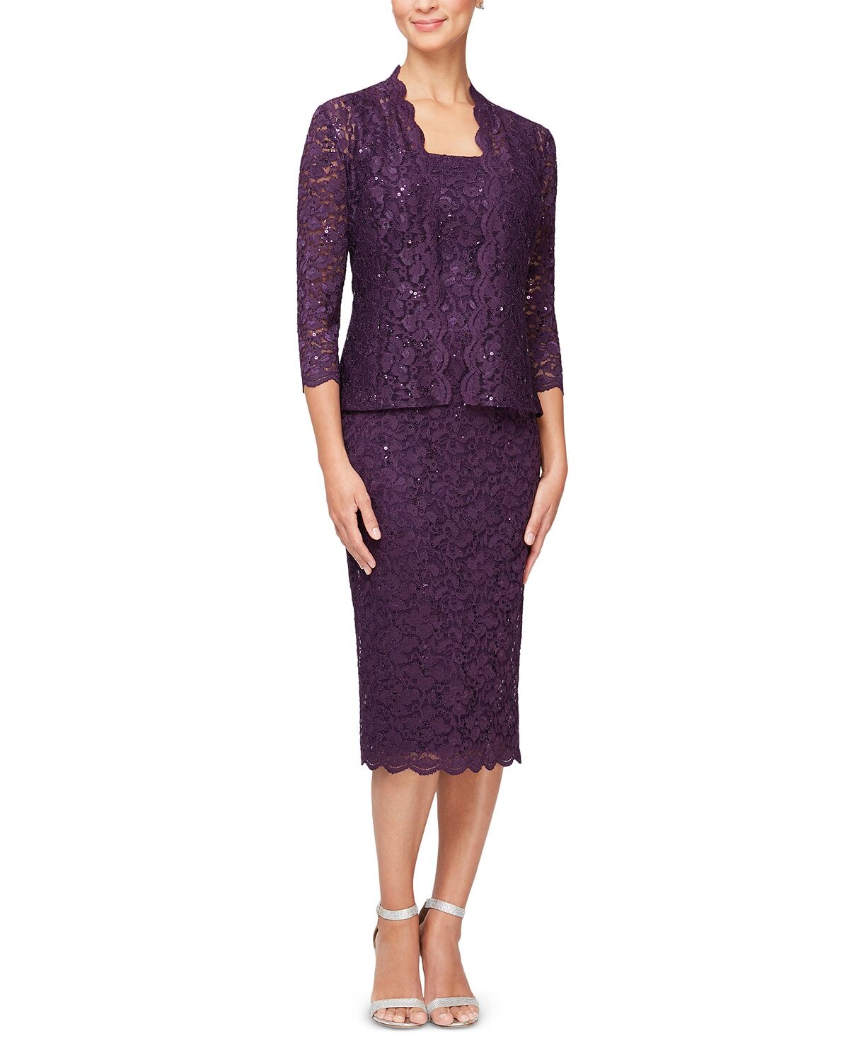 2 шт. Комплект из кружевного жакета и платья-миди SL Fashions
2 шт. Комплект из кружевного жакета и платья-миди SL Fashions