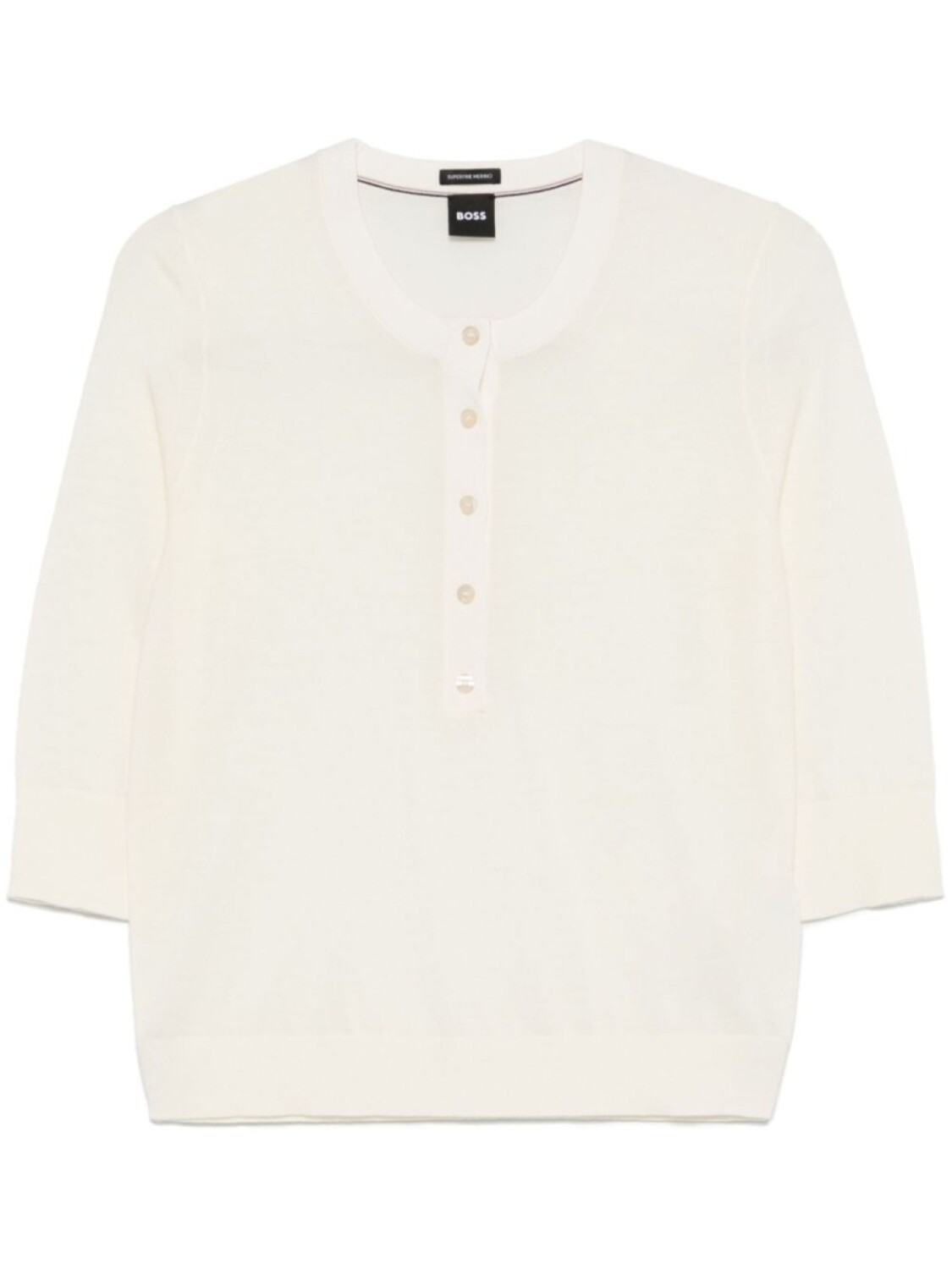 Свитер с горловиной «хенли» BOSS, белый 
Свитер с горловиной «хенли» BOSS, белый