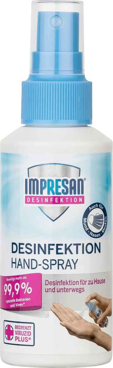 Дезинфицирующий спрей для рук 100мл Impresan 
Дезинфицирующий спрей для рук 100мл Impresan