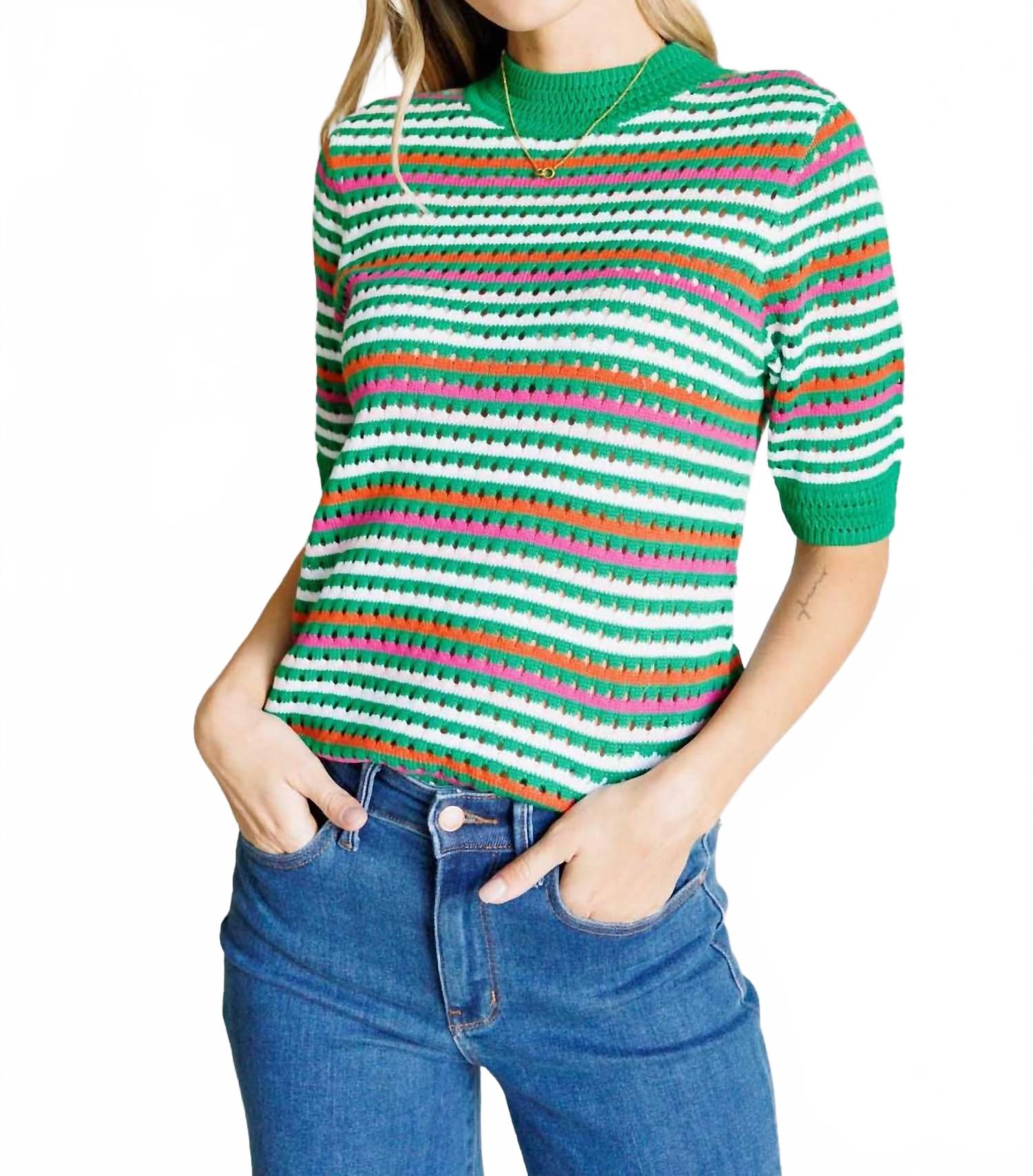 Наш полосатый вязаный топ Situationship в зеленом One Eleven North
Наш полосатый вязаный топ Situationship в зеленом One Eleven North