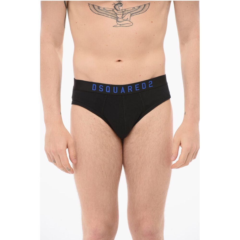 Хлопковые трусы с логотипом на поясе Dsquared2, черный 
Хлопковые трусы с логотипом на поясе Dsquared2, черный