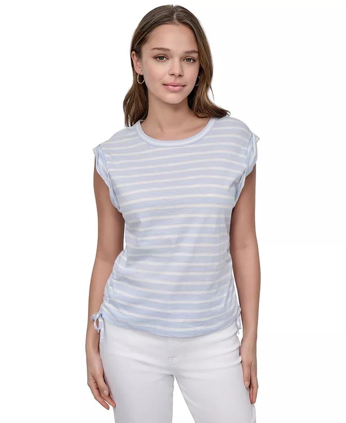 Укороченный хлопковый топ без рукавов с драпировкой и завязками по бокам Petite Cotton Ruched Side-Tie Sleeveless Tee DKNY Jeans, синий
Укороченный хлопковый топ без рукавов с драпировкой и завязками по бокам Petite Cotton Ruched Side-Tie Sleeveless Tee DKNY Jeans, синий