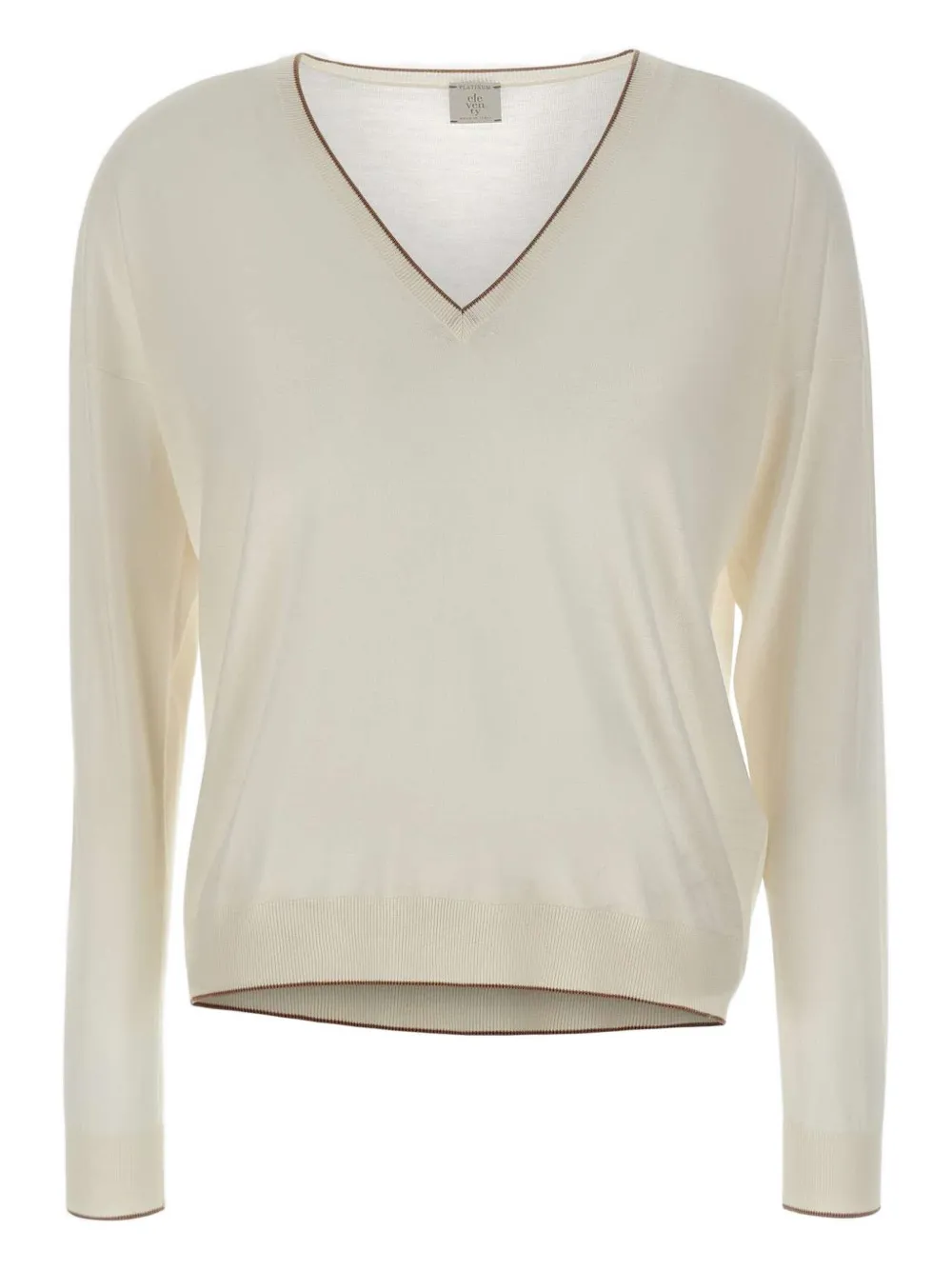 Свитер с V-образным вырезом и ребристым краем Eleventy, белый
Свитер с V-образным вырезом и ребристым краем Eleventy, белый
