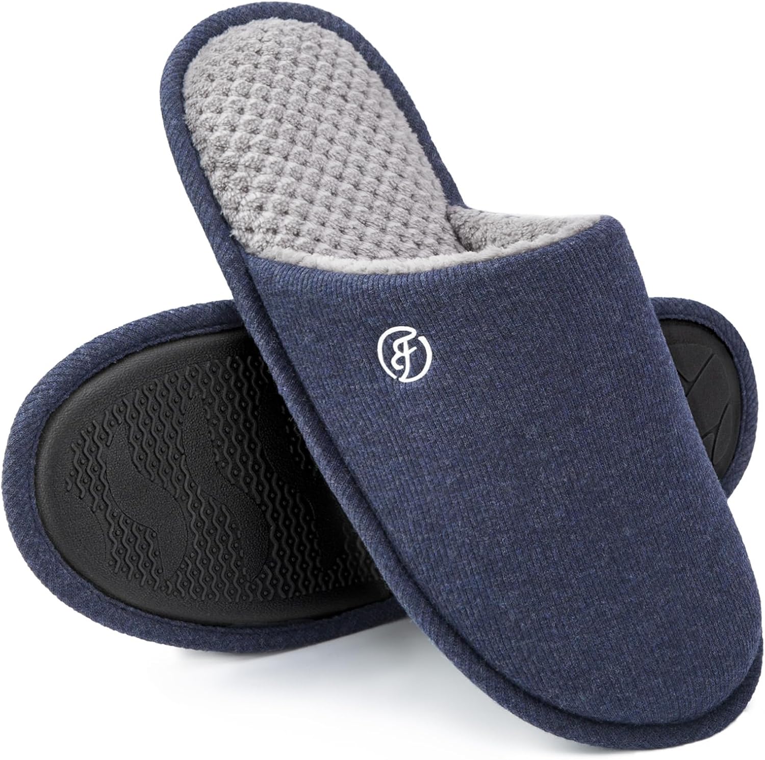 Мужские хлопковые вязаные тапочки EverFoams с легкой подошвой из пены с эффектом памяти для дома с антискользящей подошвой, темно-синий
Мужские хлопковые вязаные тапочки EverFoams с легкой подошвой из пены с эффектом памяти для дома с антискользящей подошвой, темно-синий