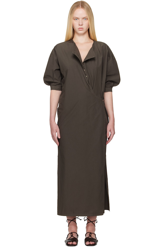 Короткий рукав платье миди с драпировкой Lemaire, коричневый
Короткий рукав платье миди с драпировкой Lemaire, коричневый