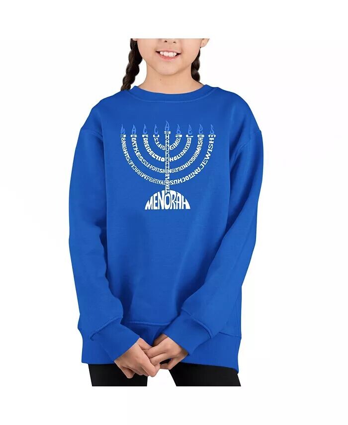 Толстовка с круглым вырезом и надписью «Menorah Word Art» для девочек LA Pop Art, синий
Толстовка с круглым вырезом и надписью «Menorah Word Art» для девочек LA Pop Art, синий