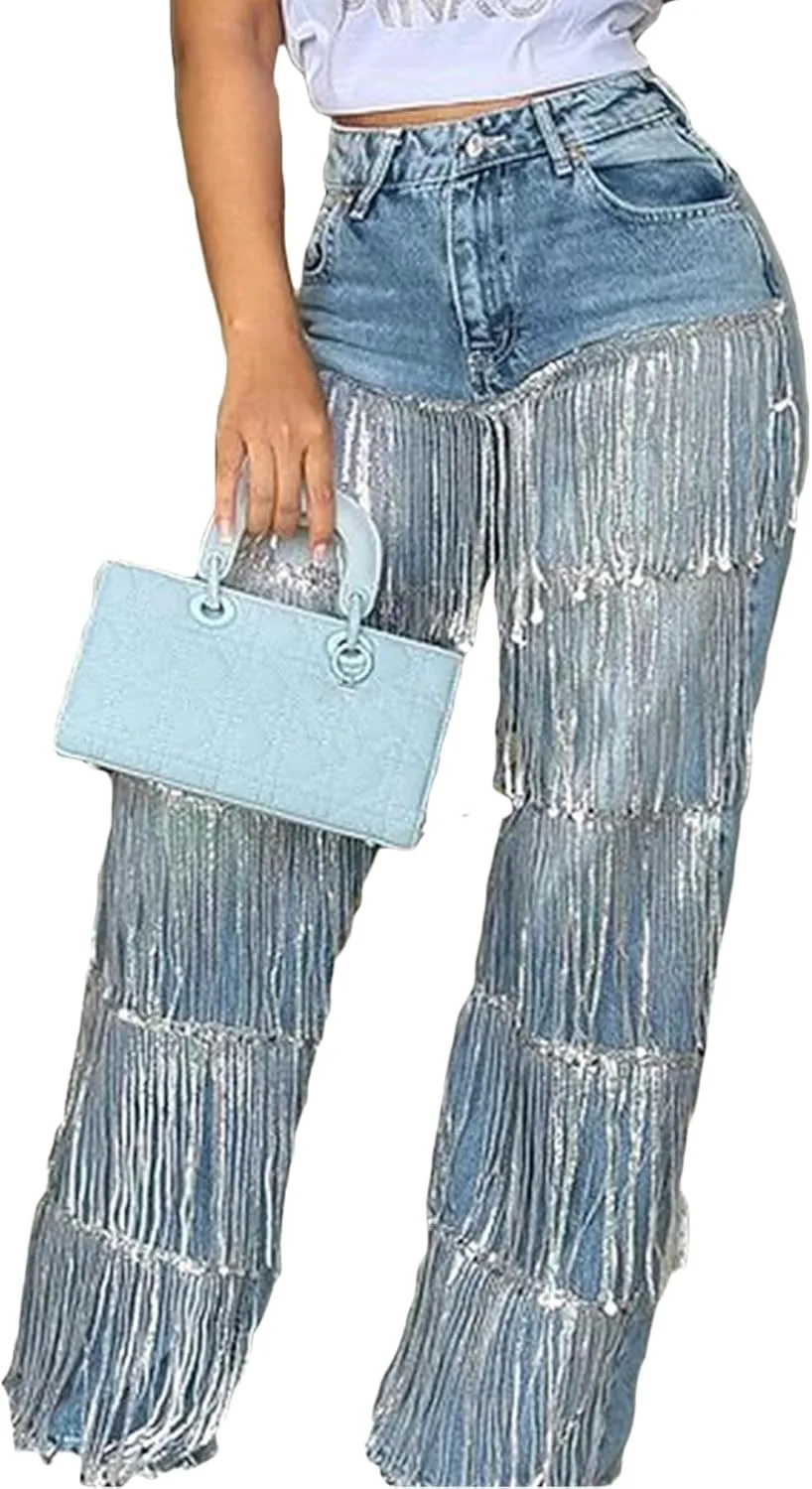 Ecirod женские джинсы с пайетками и кисточками, широкие boyfriend, casual, мешковатые, с высокой посадкой, прямые
Ecirod женские джинсы с пайетками и кисточками, широкие boyfriend, casual, мешковатые, с высокой посадкой, прямые