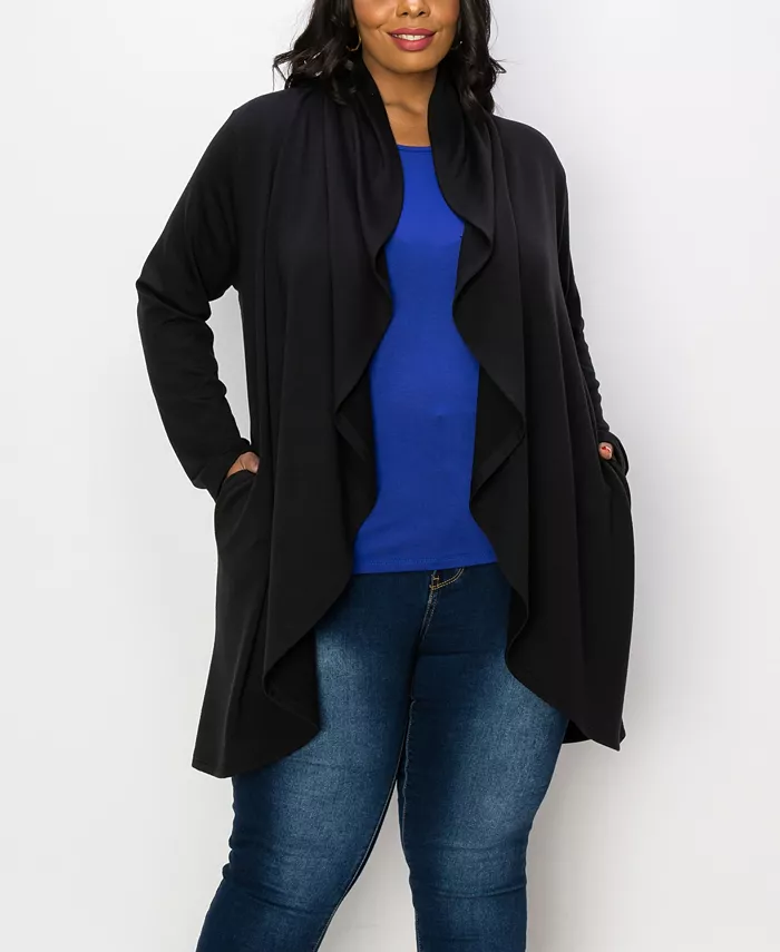 Кардиган-длиннополый накидка с драпировкой и свободным кроем больших размеров COIN 1804, черный
Кардиган-длиннополый накидка с драпировкой и свободным кроем больших размеров COIN 1804, черный