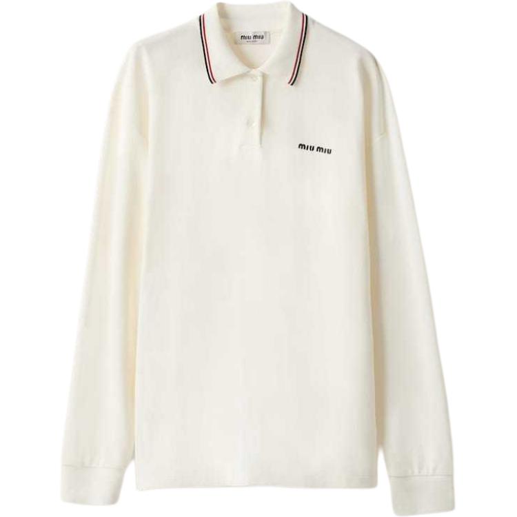 Поло с длинным рукавом и вышитым логотипом MIU MIU, белый
Поло с длинным рукавом и вышитым логотипом MIU MIU, белый