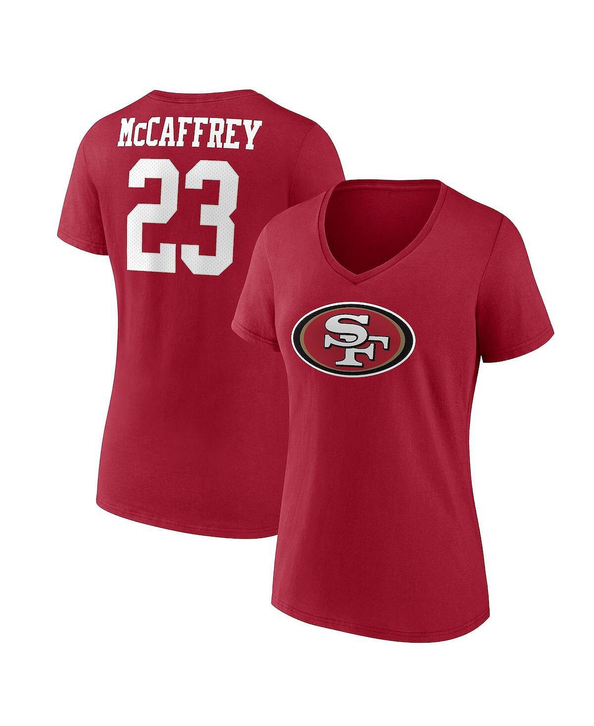 Женская футболка с v-образным вырезом и именем и номером игрока Christian McCaffrey Scarlet San Francisco 49ers Fanatics
Женская футболка с v-образным вырезом и именем и номером игрока Christian McCaffrey Scarlet San Francisco 49ers Fanatics