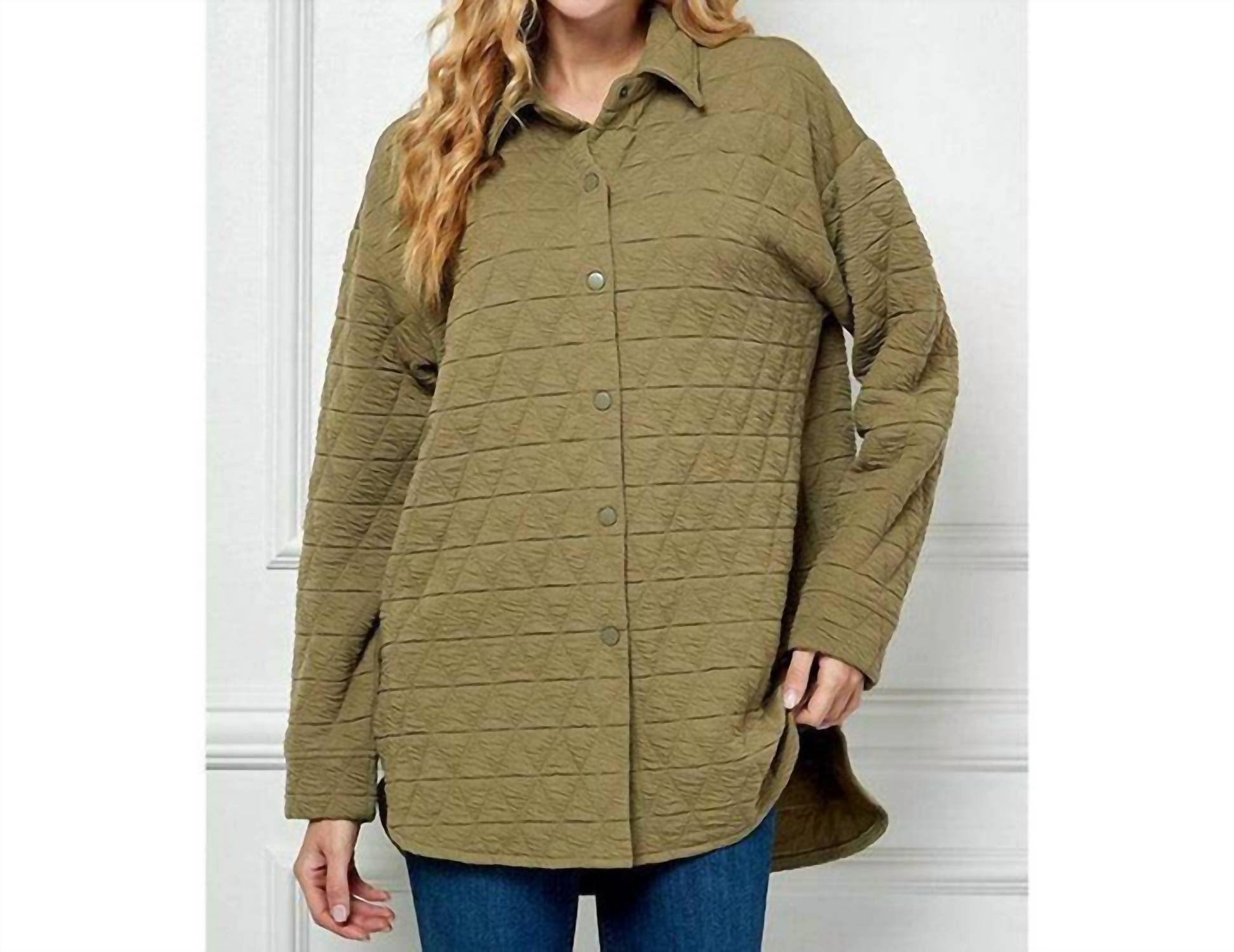 Куртка-рубашка Now And Then стеганая в оливковом цвете SEE AND BE SEEN 
Куртка-рубашка Now And Then стеганая в оливковом цвете SEE AND BE SEEN