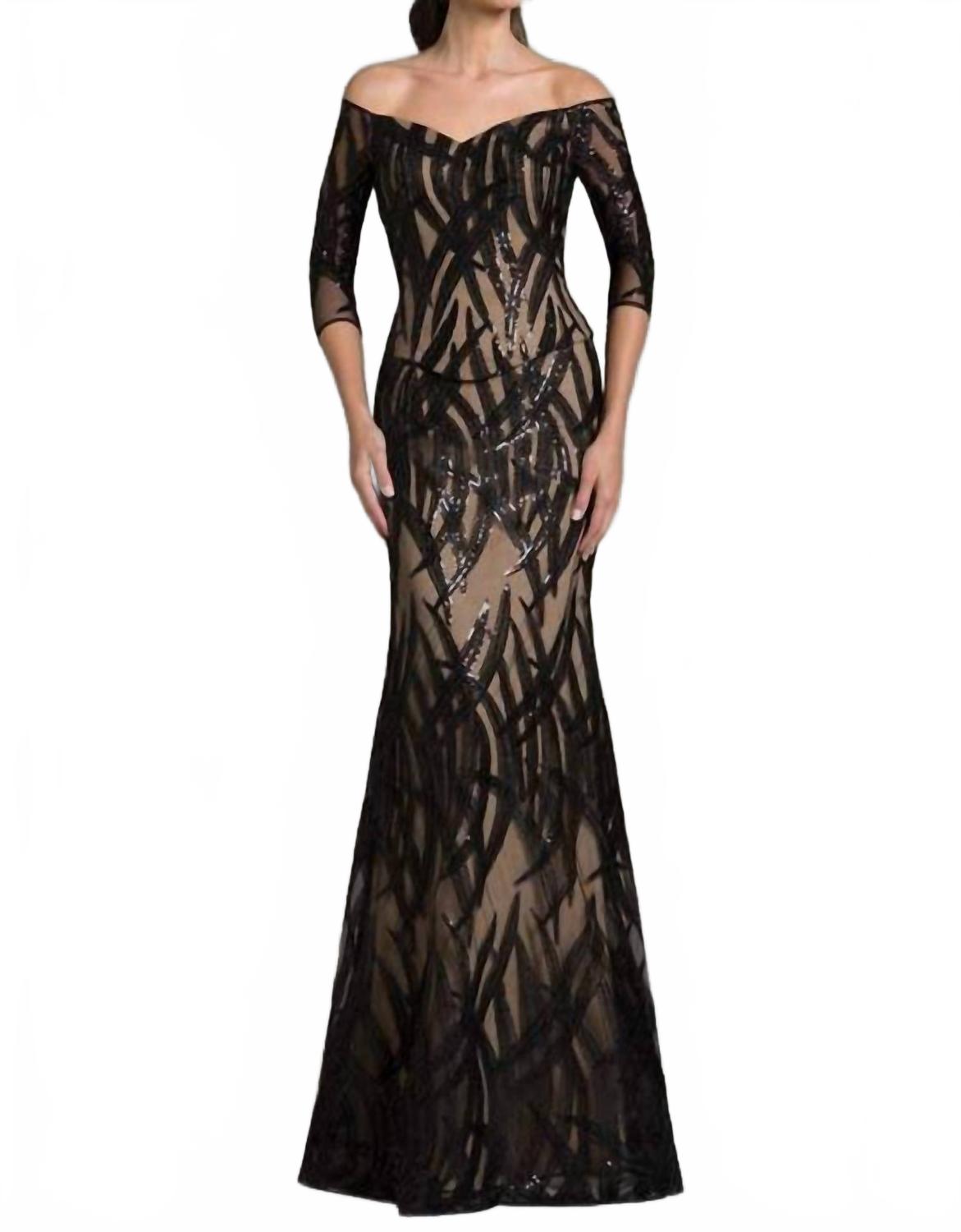 Черно-бежевое платье с пайетками на бретелях Feriani 
Черно-бежевое платье с пайетками на бретелях Feriani