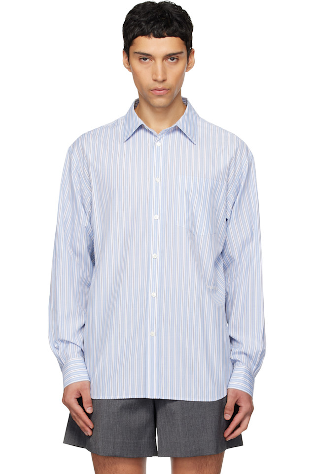 Простая рубашка в синюю полоску We11Done, Sky
Простая рубашка в синюю полоску We11Done, Sky