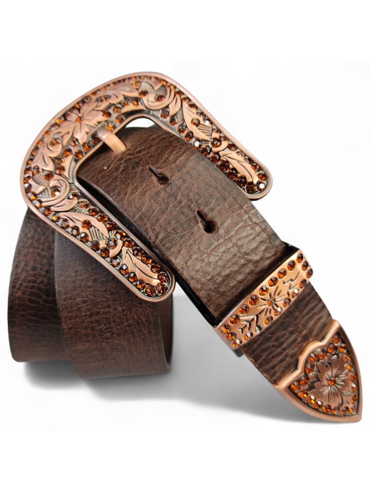 Женский кожаный ремень со стразами темно-коричневого цвета FRONHOFER
Женский кожаный ремень со стразами темно-коричневого цвета FRONHOFER