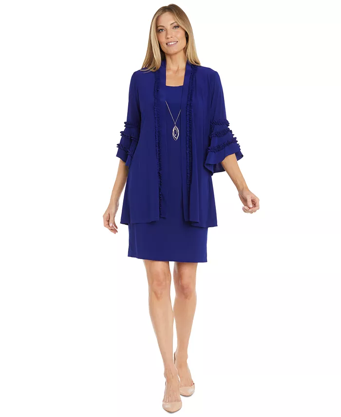 Женский комплект из жакета с колоколообразными рукавами и платья R & M Richards, синий
Женский комплект из жакета с колоколообразными рукавами и платья R & M Richards, синий