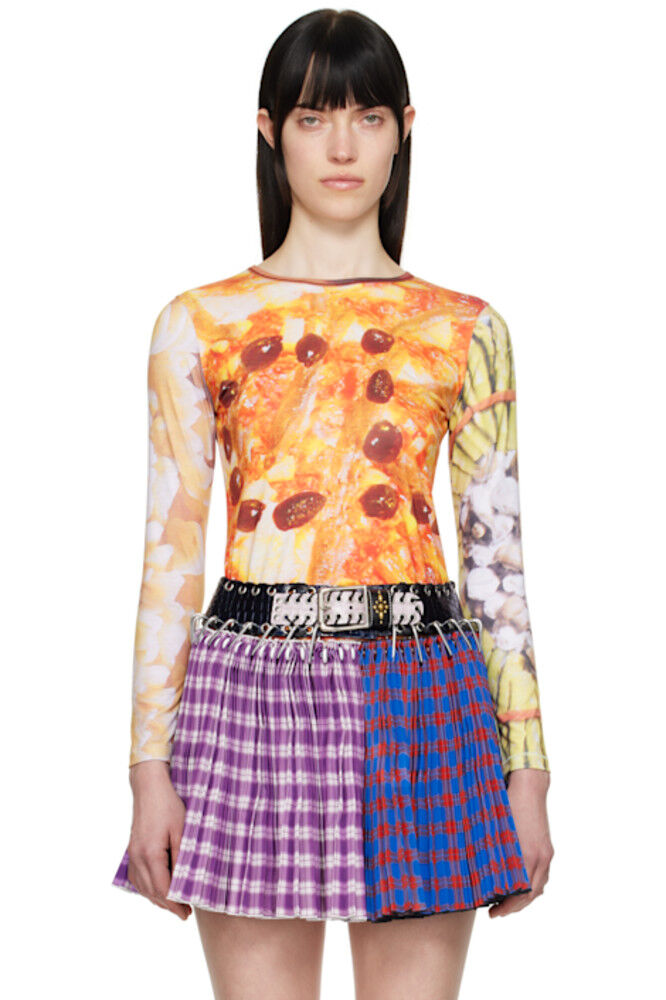 Разноцветная приталенная футболка из джерси с надписью «Dinner's Served» Chopova Lowena
Разноцветная приталенная футболка из джерси с надписью «Dinner's Served» Chopova Lowena