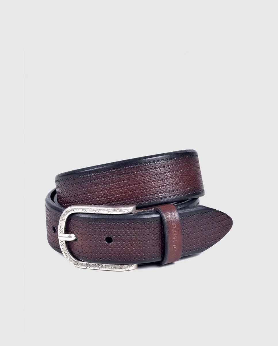 Кожаный ремень с никелевой пряжкой Olimpo, коричневый
Кожаный ремень с никелевой пряжкой Olimpo, коричневый