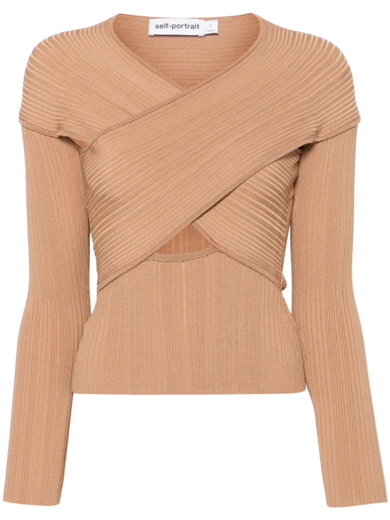 Ребристый топ с запахом Self-Portrait, коричневый
Ребристый топ с запахом Self-Portrait, коричневый