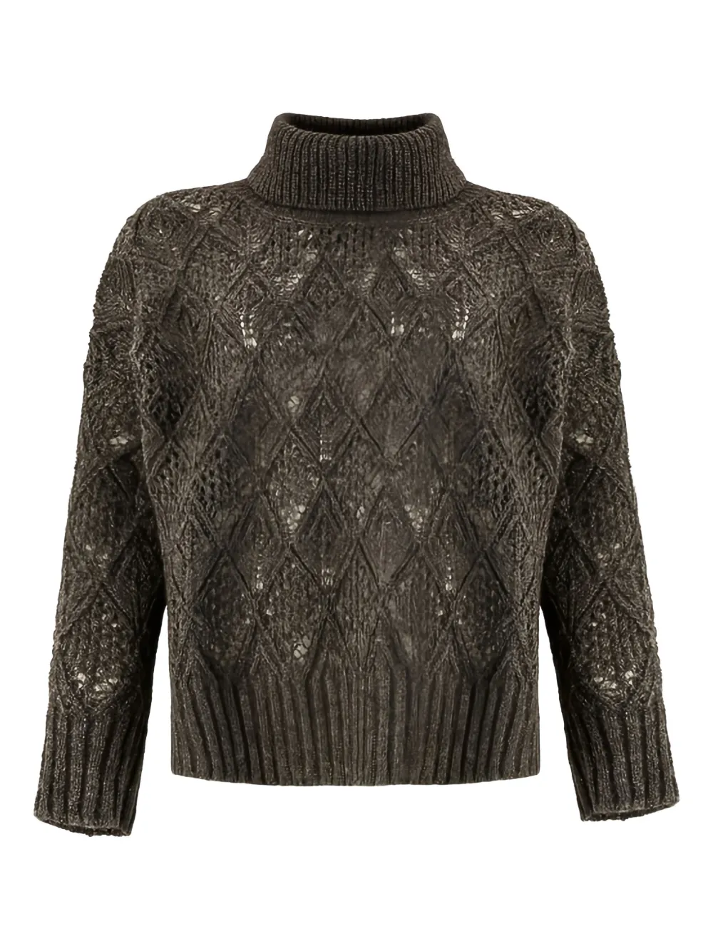 Свитер с высоким воротником и ажурной вязкой D.Exterior, серый
Свитер с высоким воротником и ажурной вязкой D.Exterior, серый